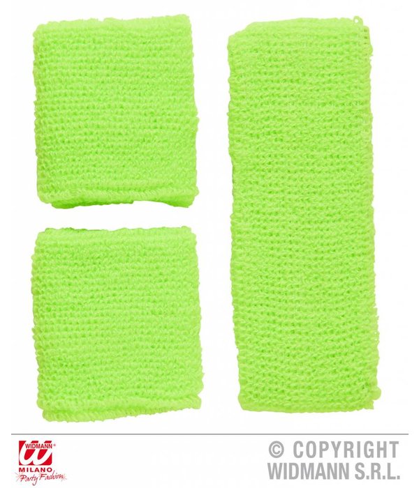 80's zweetband set neon groen