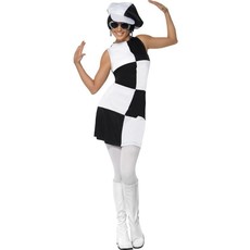 60's partygirl zwart/wit