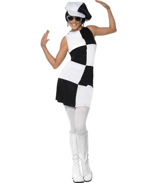 60's partygirl zwart/wit