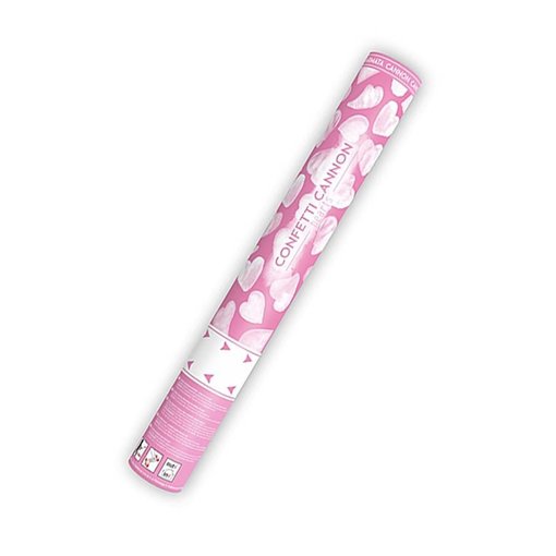 Confetti kanon 40 cm witte hartjes