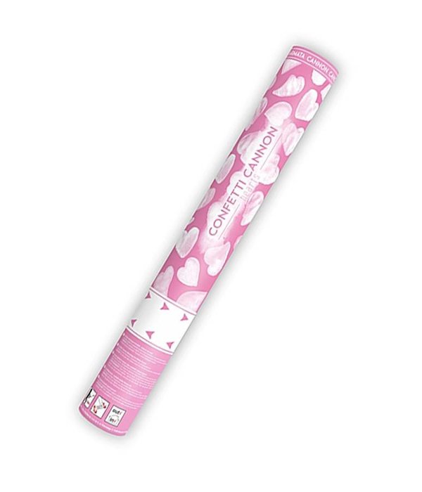 Confetti kanon 40 cm witte hartjes
