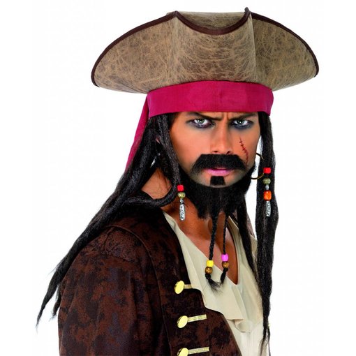 Piraten hoed met bruine dreadlocks
