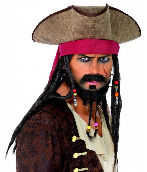 Piraten hoed met bruine dreadlocks
