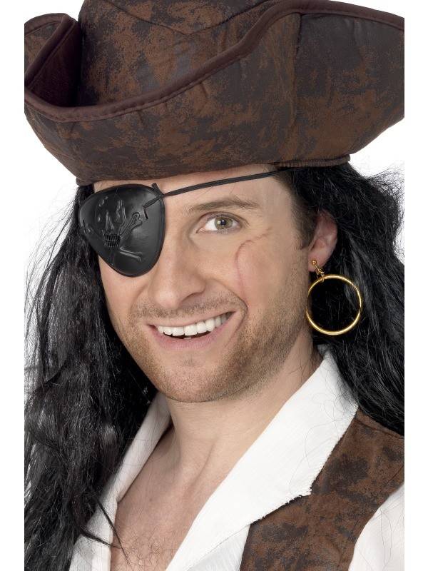 Piratenooglap met oorbel