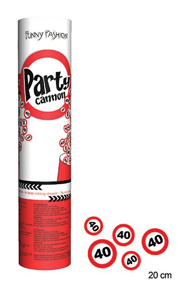 Confetti shooter 20cm traffic 40 jaar