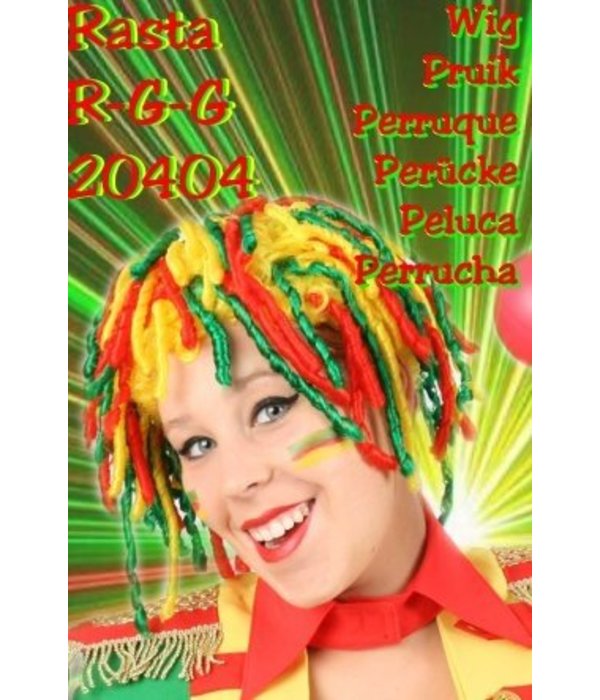 Rasta pruik rood/geel/groen