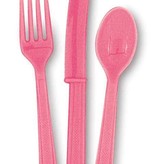 18 stuks Hot Pink bestek assorti