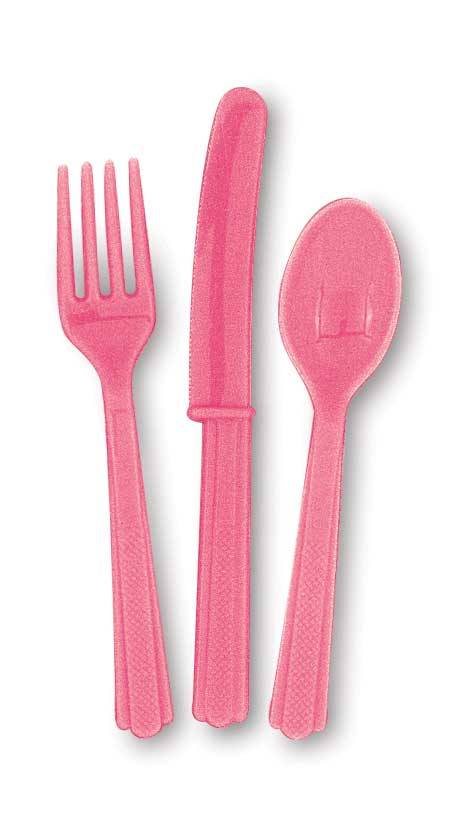 18 stuks Hot Pink bestek assorti afbeelding