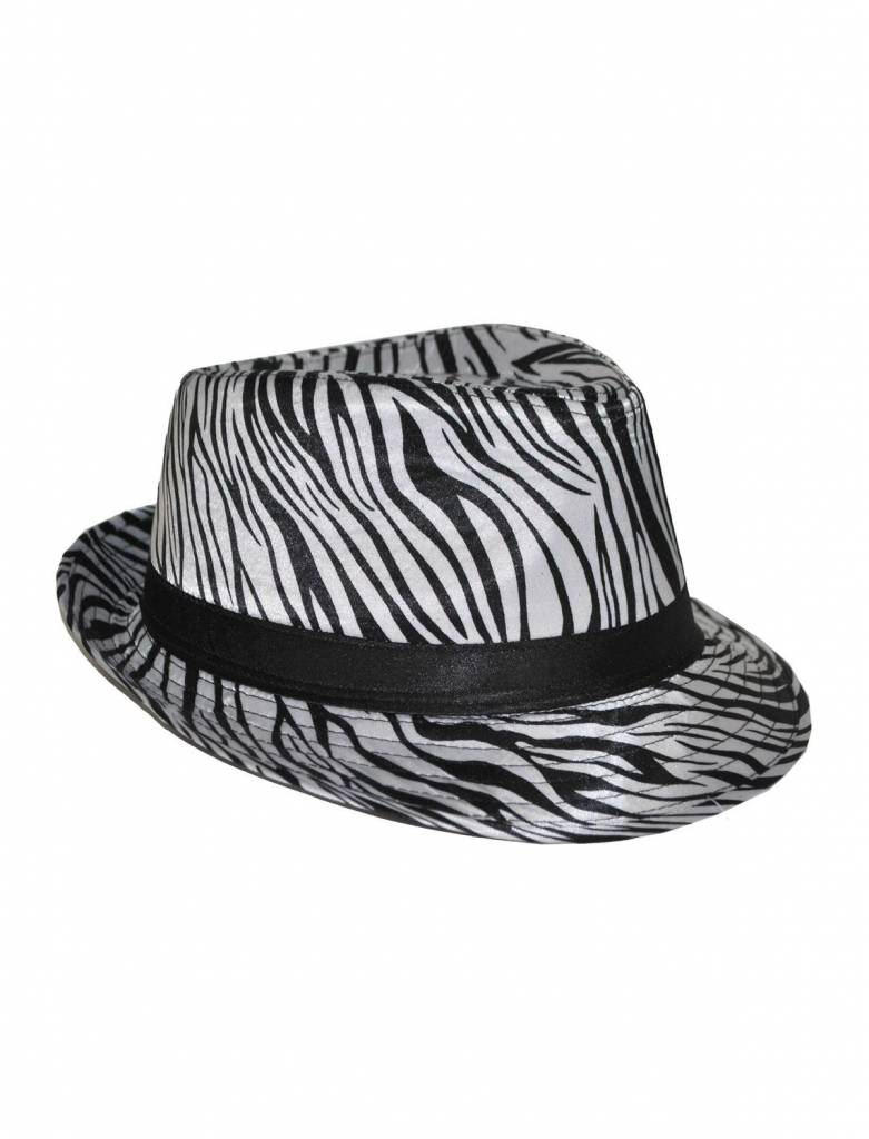 Trilby hoedje met zebra print