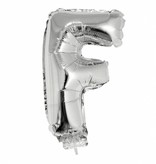 Folieballon zilver letter 'F' met rietje