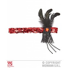 Hoofdband 20's pailletten rood