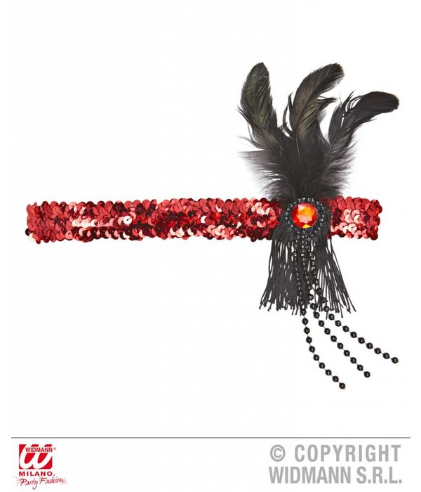 Hoofdband 20's pailletten rood