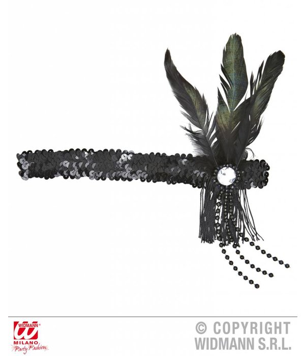 Hoofdband 20's pailletten zwart