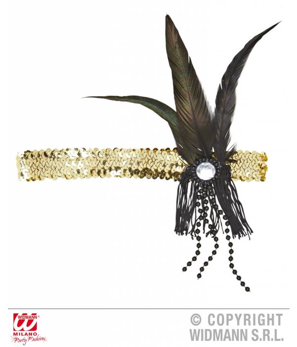 Hoofdband 20's pailletten goud