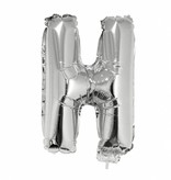 Folieballon zilver letter 'H' met rietje