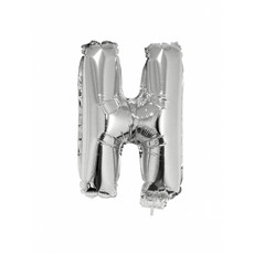 Folieballon zilver letter 'H' met rietje