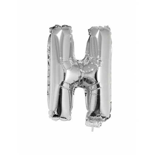 Folieballon zilver letter 'H' met rietje