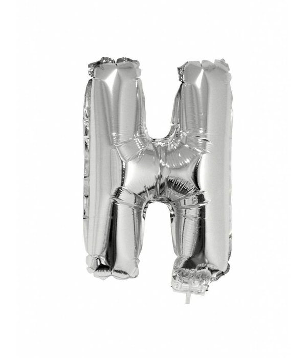 Folieballon zilver letter 'H' met rietje