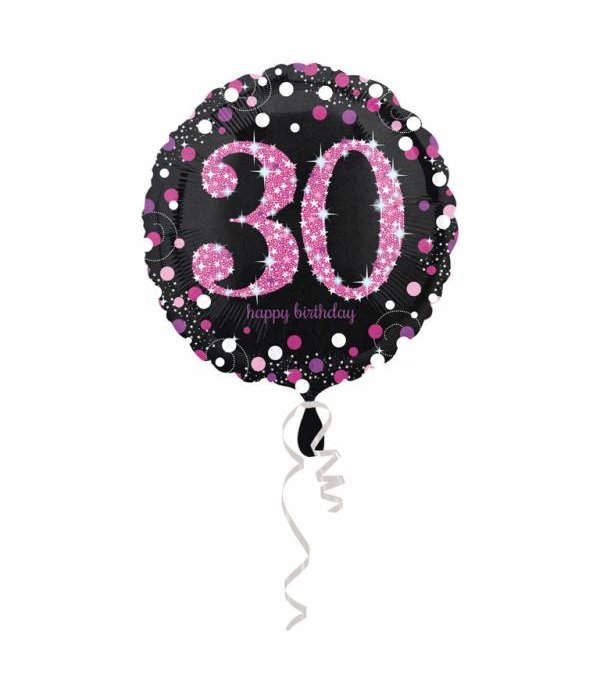 FolieBallon 30 jaar happy birthday pink 43cm