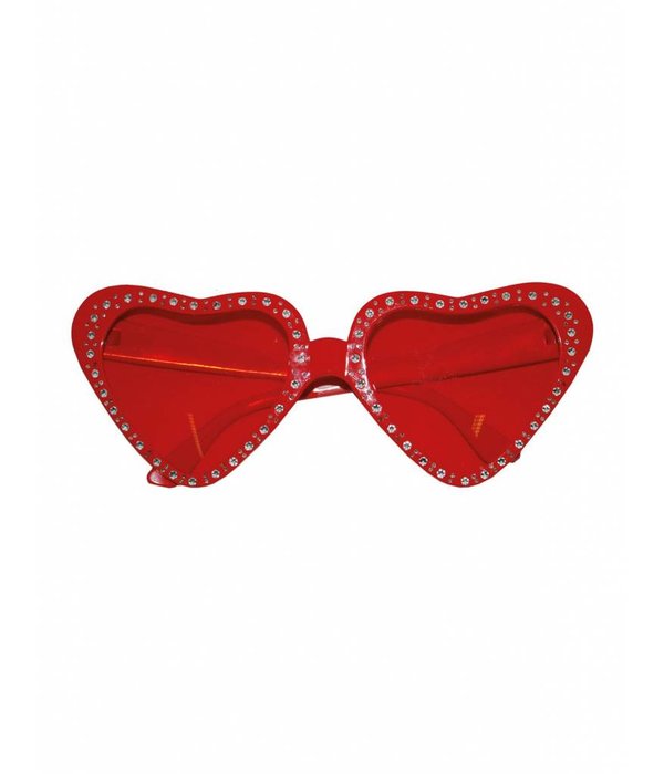 Hartjes bril rood steentjes