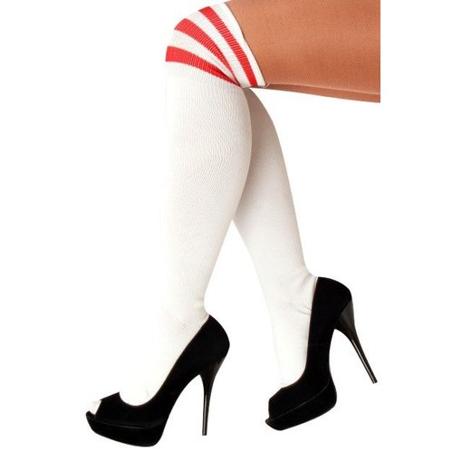Cheerleader sokken wit/rood