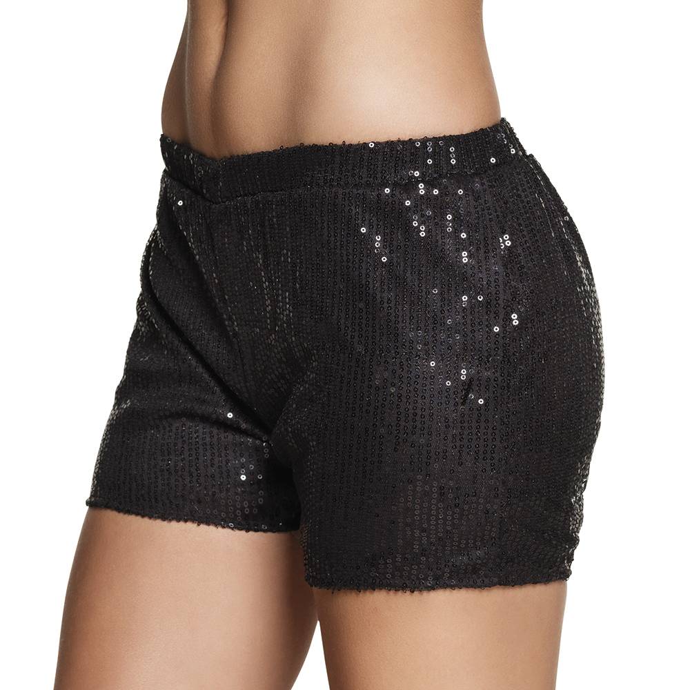 Hotpants pailletten zwart afbeelding