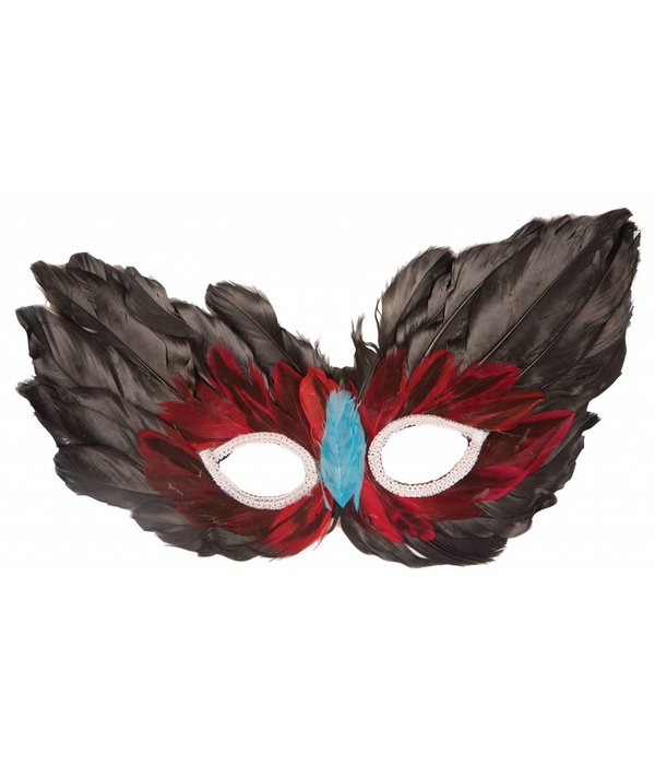 Oogmasker pluim zwart