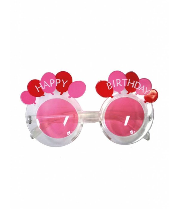 Bril Happy Birthday roze