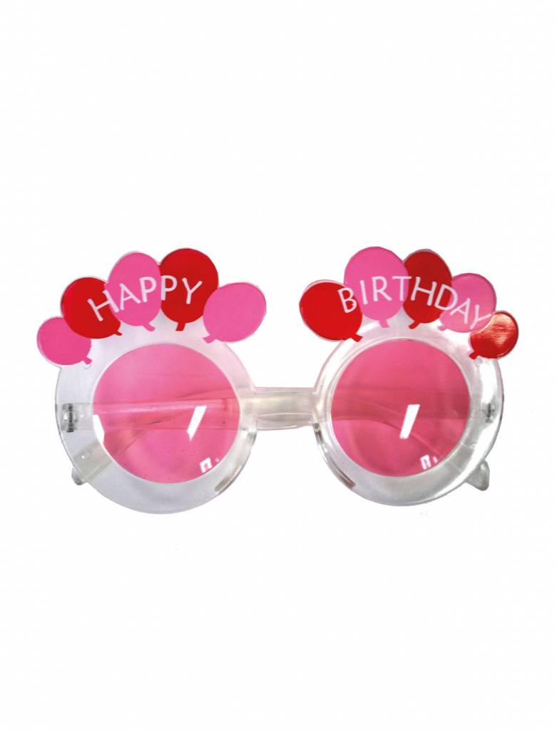 Bril Happy Birthday roze