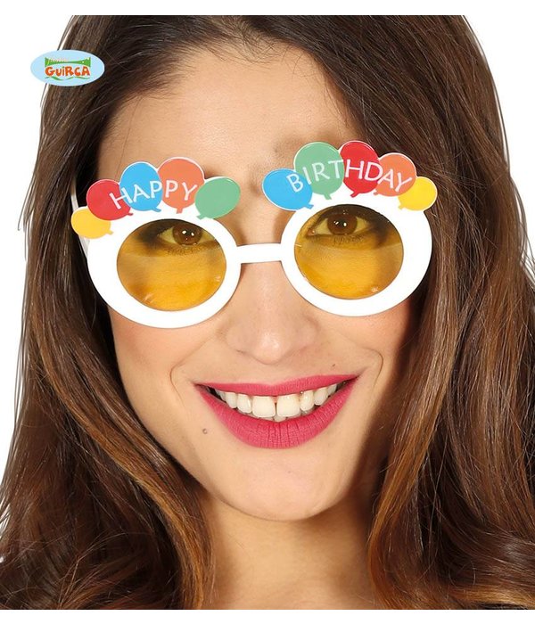 Funbril happy birthday gele glazen