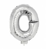 Folieballon zilver letter 'O' met rietje