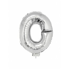 Folieballon zilver letter 'O' met rietje