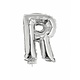 Folieballon zilver letter 'R' met rietje