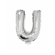 Folieballon zilver letter 'U' met rietje