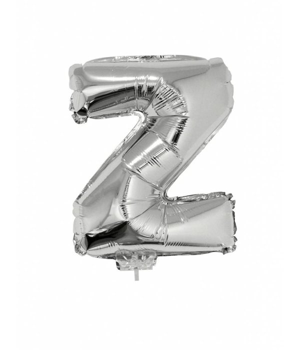 Folieballon zilver letter 'Z' met rietje