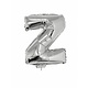 Folieballon zilver letter 'Z' met rietje