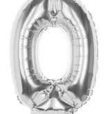 Zilveren folieballon cijfer '0' 36cm