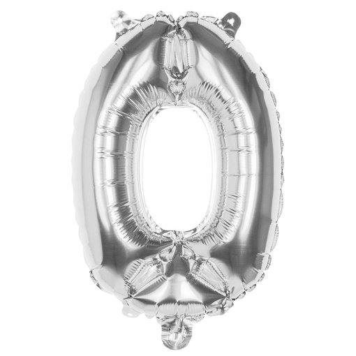 Zilveren folieballon cijfer '0' 36cm