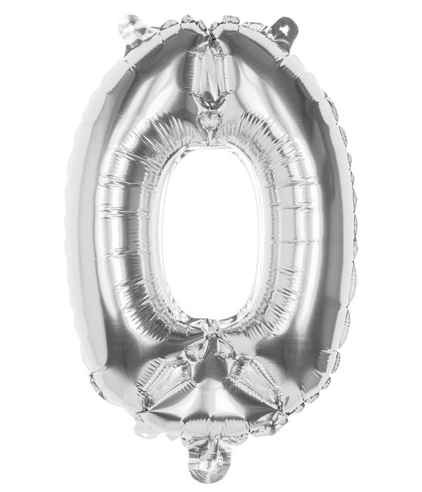 Zilveren folieballon cijfer '0' 36cm