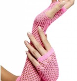 Visnet handschoenen hot pink
