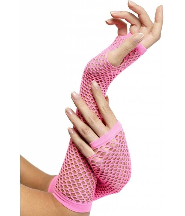Visnet handschoenen hot pink