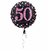 FolieBallon 50 jaar happy birthday pink 43cm