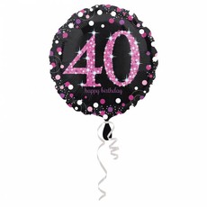 FolieBallon 40 jaar happy birthday pink 43cm
