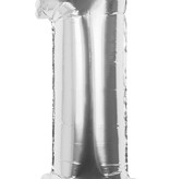 Zilveren folieballon cijfer '1' 36cm