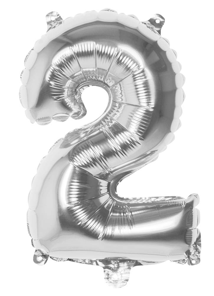 Zilveren folieballon cijfer '2' 36cm