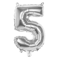 Folieballon zilver cijfer '5' 36cm