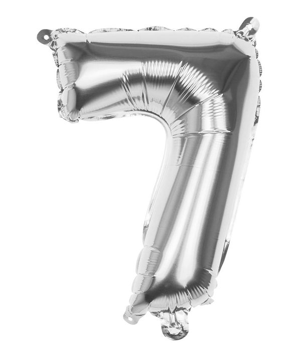 Zilveren folieballon cijfer '7' 36cm