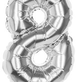 Folieballon zilver cijfer '8' 36cm