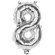 Folieballon zilver cijfer '8' 36cm