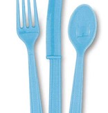 18 stuks lichtblauwe bestek assorti